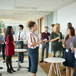 Gathering of people in an office.